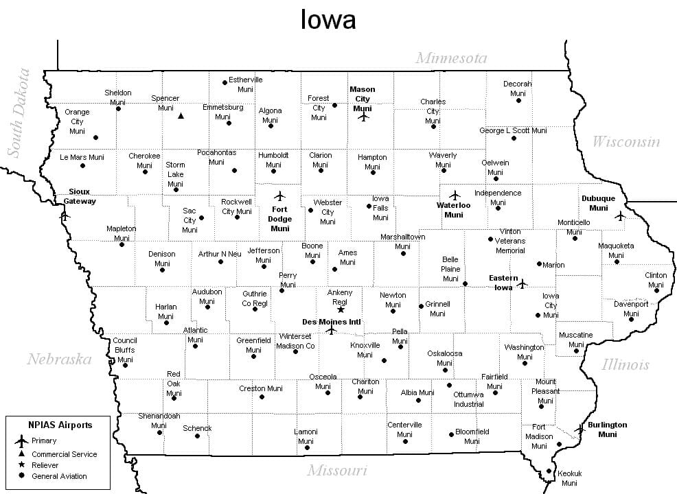 iowa airport map